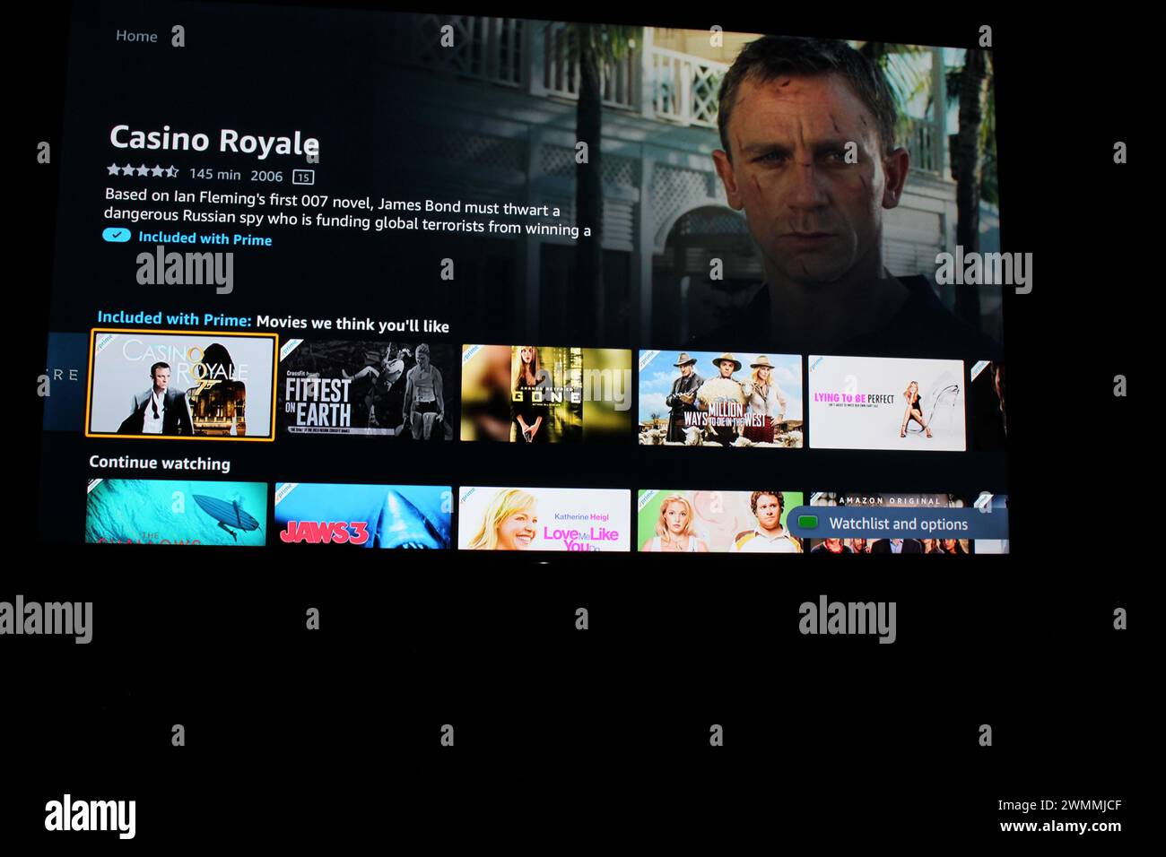 Casino Royale bei Amazon Prime mit Daniel Craig. Konzept für amazon im Streamingbereich Stockfoto