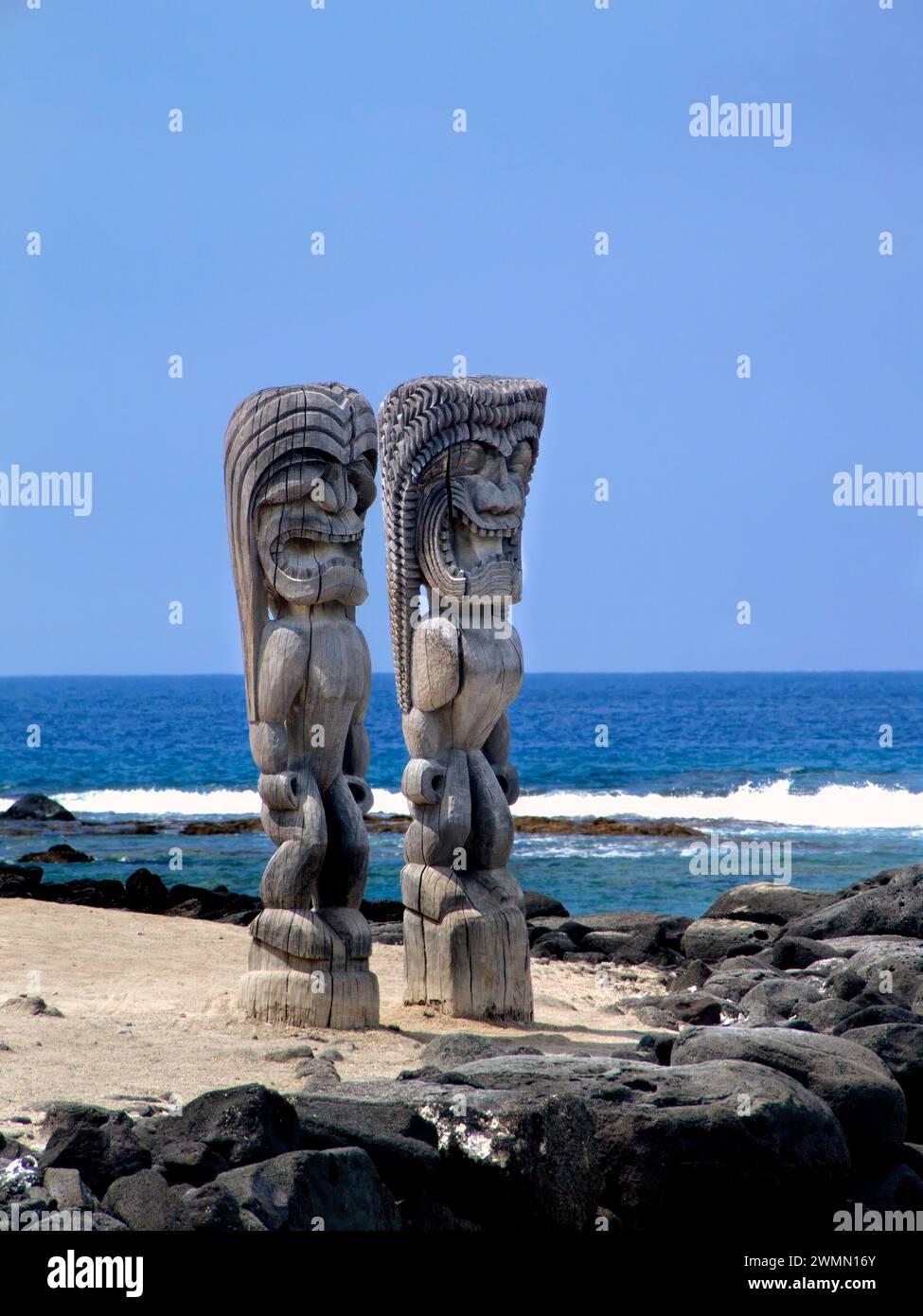God Ku, Pu´uhonua o Hōnaunau National Historical Park, 2008, Hawaii, USA Stockfoto