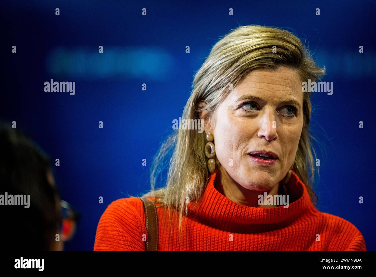 Den Haag, Niederlande. Februar 2024. Innenministerin Annelies Verlinden, Foto: Königlicher Besuch im Europol-Hauptquartier in den Haag, Niederlande, Dienstag, den 27. Februar 2024. Europol ist die Europäische Polizeiagentur, die die Mitgliedstaaten der Europäischen Union bei der Verhütung und Bekämpfung aller Formen der schweren organisierten und internationalen Kriminalität, der Cyberkriminalität und des Terrorismus unterstützen soll. Quelle: Belga News Agency/Alamy Live News Stockfoto