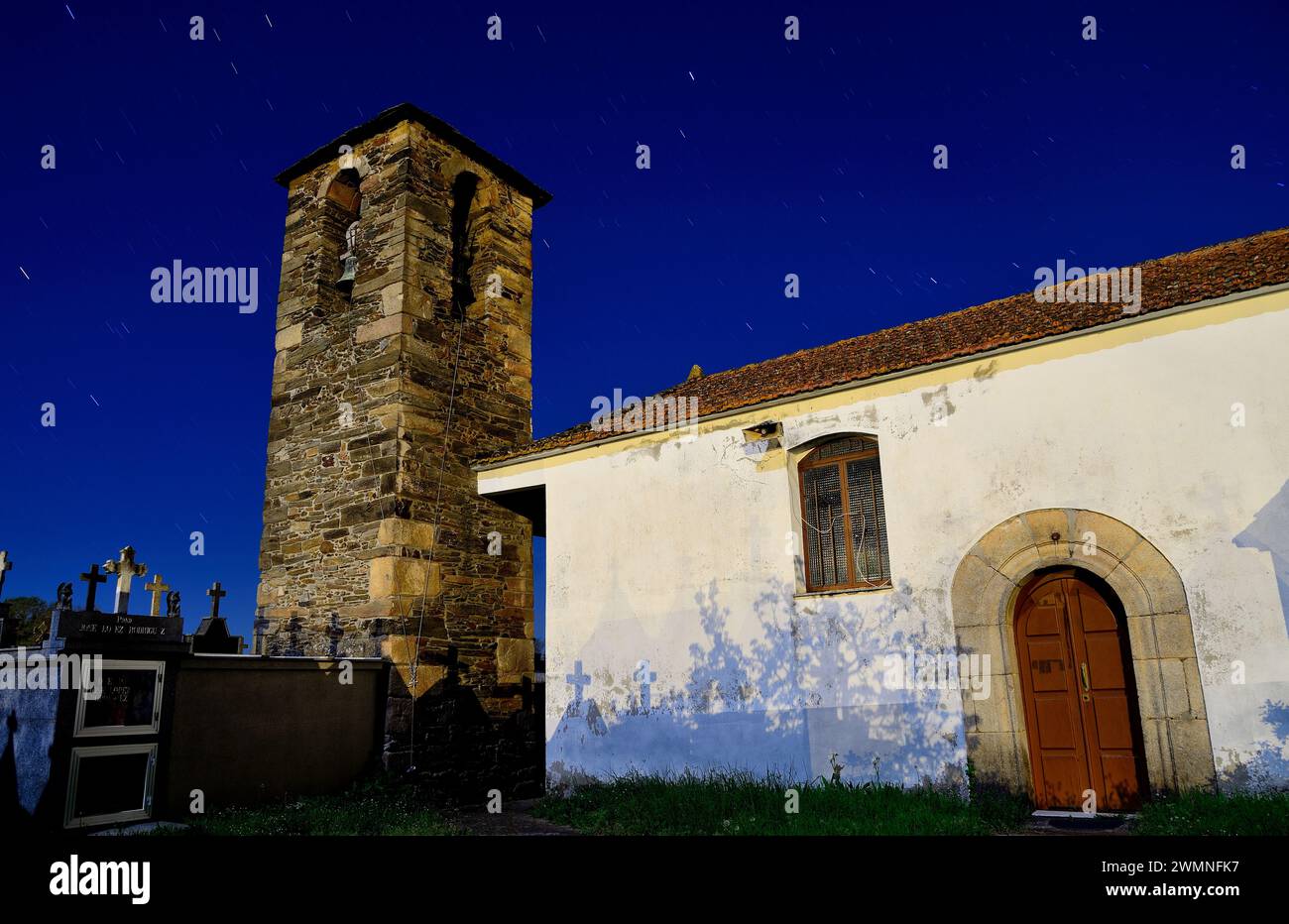 Kirche Santa Maria von A Penela, Monforte de Lemos, Lugo, Spanien Stockfoto