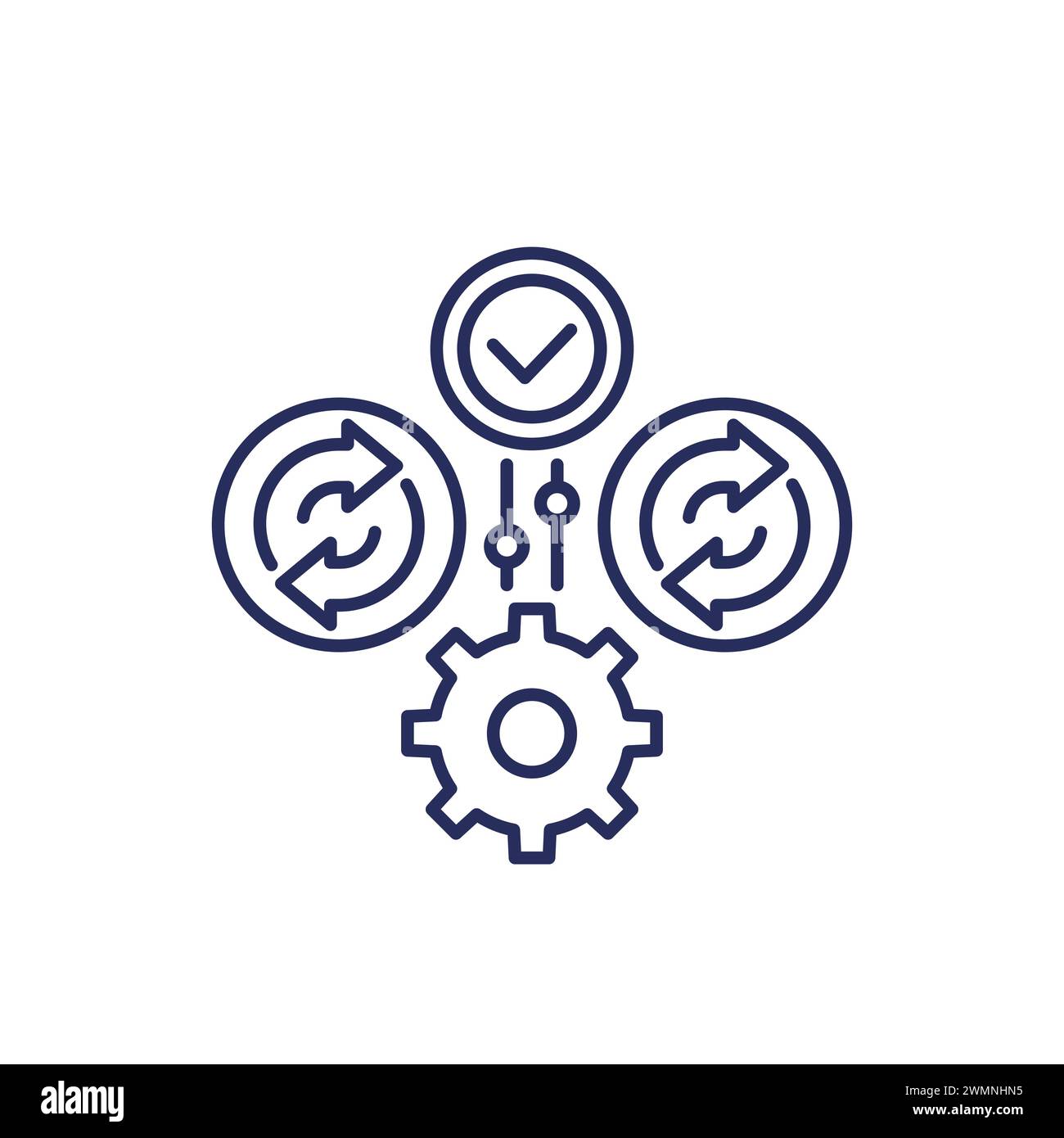 Iterations- und iterative Prozesslinien-Symbol, Vektor Stock Vektor