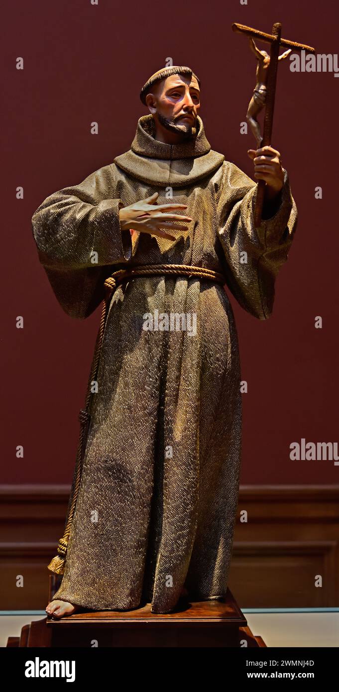 St. Franziskus von Assisi von Pedro de Mena 1628-1688 Königliches Museum der Schönen Künste, Antwerpen, Belgien, Belgien. Stockfoto