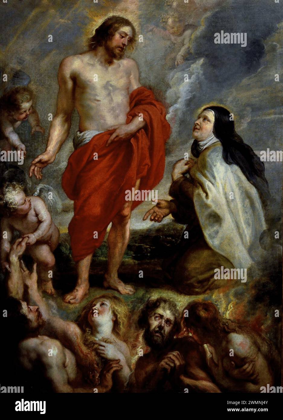 Die heilige Teresa von Ávila Fürsprache für Bernardino de Mendoza im Fegefeuer, 1630-1635 von Peter Paul Rubens. (1577-1640). Flämischer Künstler und Diplomat, Flämisch, Barock, Königliches Museum der Schönen Künste, Antwerpen, Belgien, Belgien Stockfoto