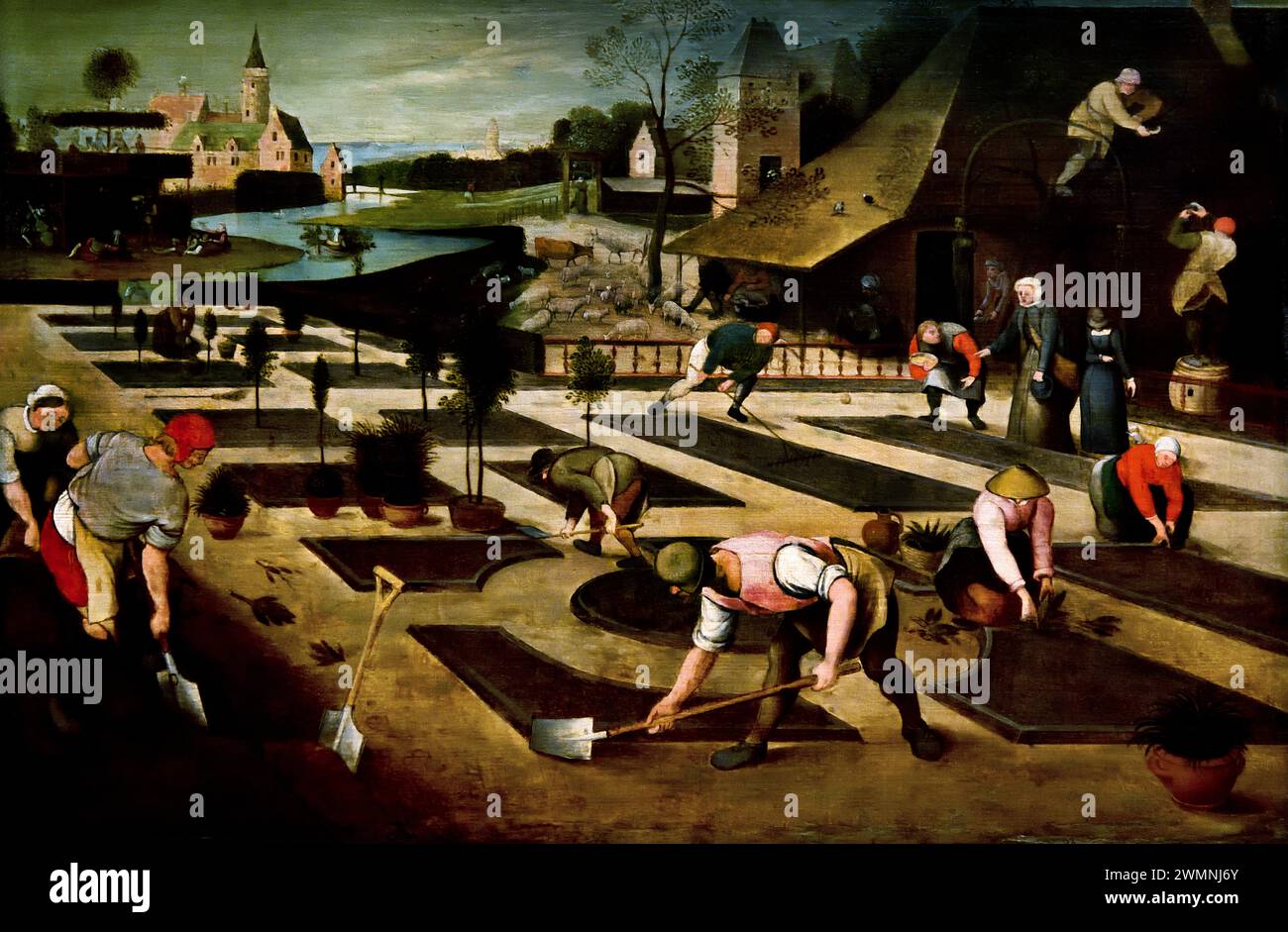 Frühjahr 1607 von Abel Grimmer 1570-1628, Königliches Museum der Schönen Künste, Antwerpen, Belgien, Belgien. Stockfoto