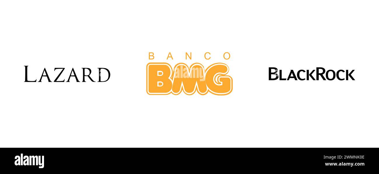 Black Rock, Banco BMG, Lazard. Vektorillustration isoliert auf weißem Hintergrund. Stock Vektor