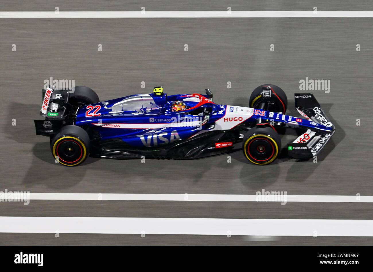 Sakhir, Bahrain. Februar 2024. BAHRAIN, Sakhir, 23. Februar: #22, Yuki TSUNODA, JAP, Team Visa Cash App RB Juniorteam während des dritten Tages der F1-Tests auf dem Bahrain International Circuit am 23. Februar 2024 in Bahrain, Formel-1-Vorsaison-Tests, Bild & Copyright Jerry ANDRE/ATP Images (ANDRE Jerry/ATP/SPP) Credit: SPP Sport Press Photo. /Alamy Live News Stockfoto