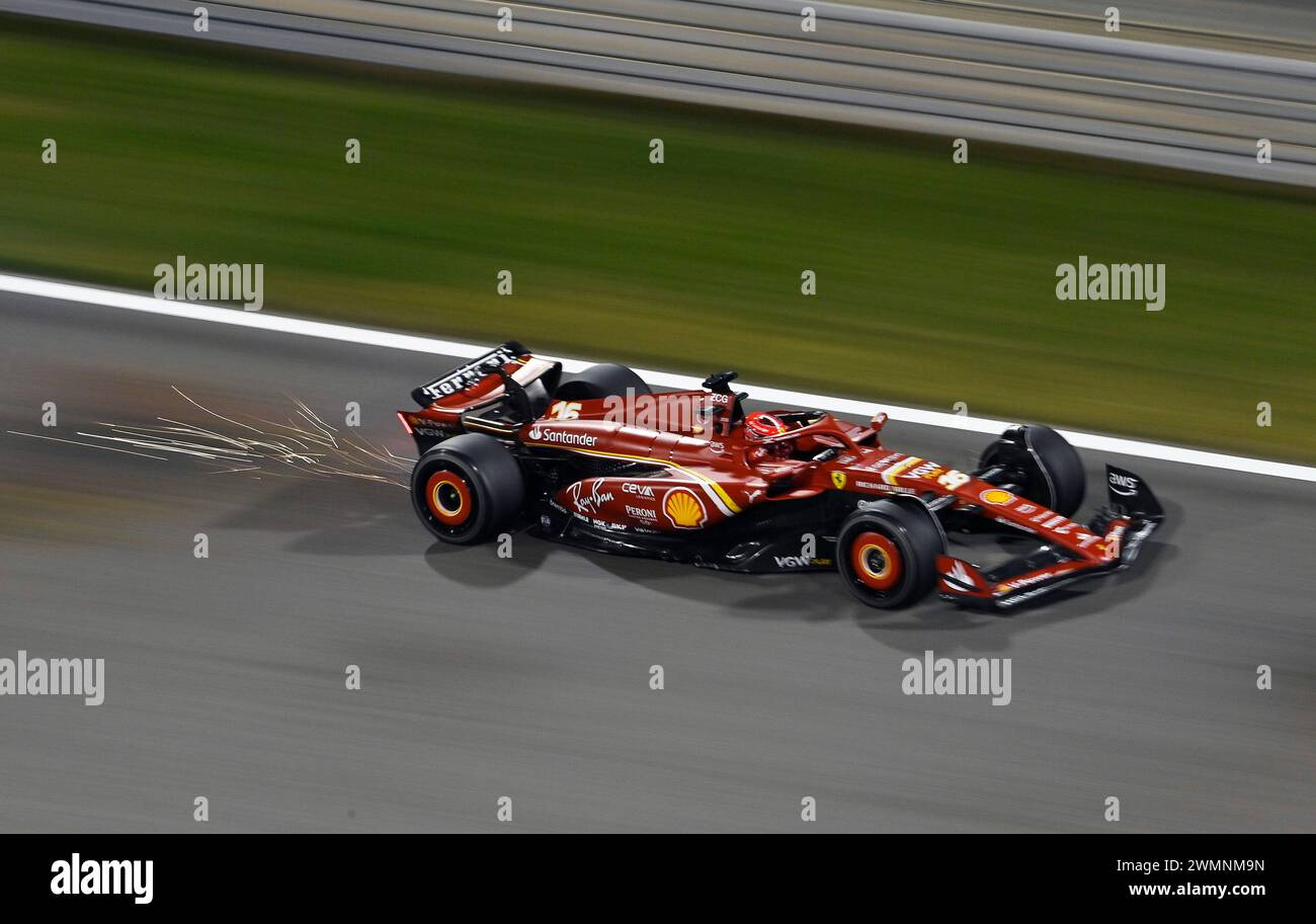 Sakhir, Bahrain. Februar 2024. BAHRAIN, Sakhir, 23. Februar: Nr. 16, Charles LECLERC, MCO, Team Scuderia Ferrari, SF24 am dritten Tag der F1-Tests auf dem Bahrain International Circuit am 23. Februar 2024 in Bahrain, Formel 1-Vorsaison-Tests, Bild & Copyright Jerry ANDRE/ATP Images (ANDRE Jerry/ATP/SPP) Credit: SPP Sport Press Photo. /Alamy Live News Stockfoto