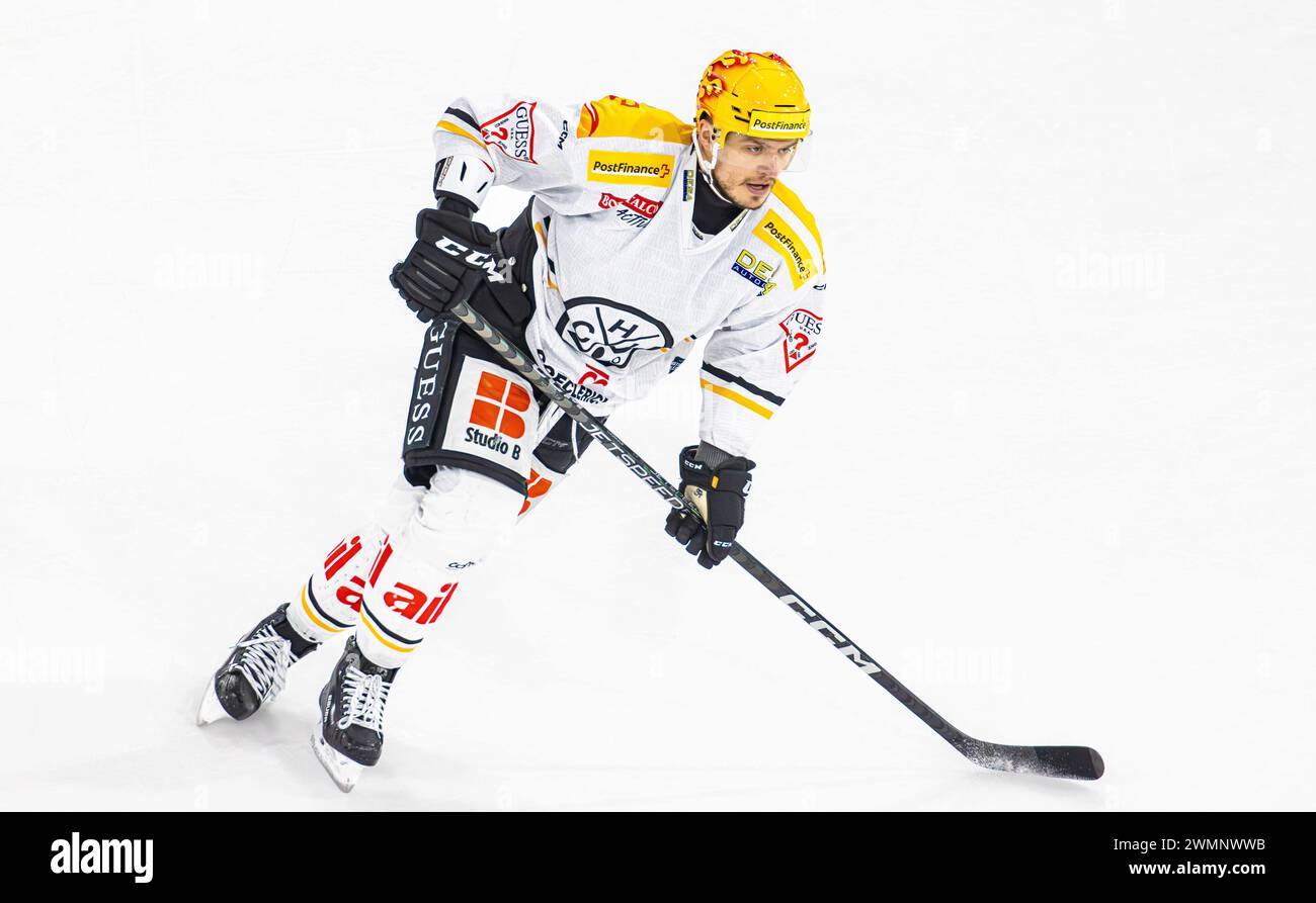 EHC Kloten - HC Lugano, Stimo Arena, National League NL, reguläre Saison: #97 Calvin Thürkauf, Stürmer und Topskorer HC Lugano. (Kloten, Schweiz, 24,02 Stockfoto