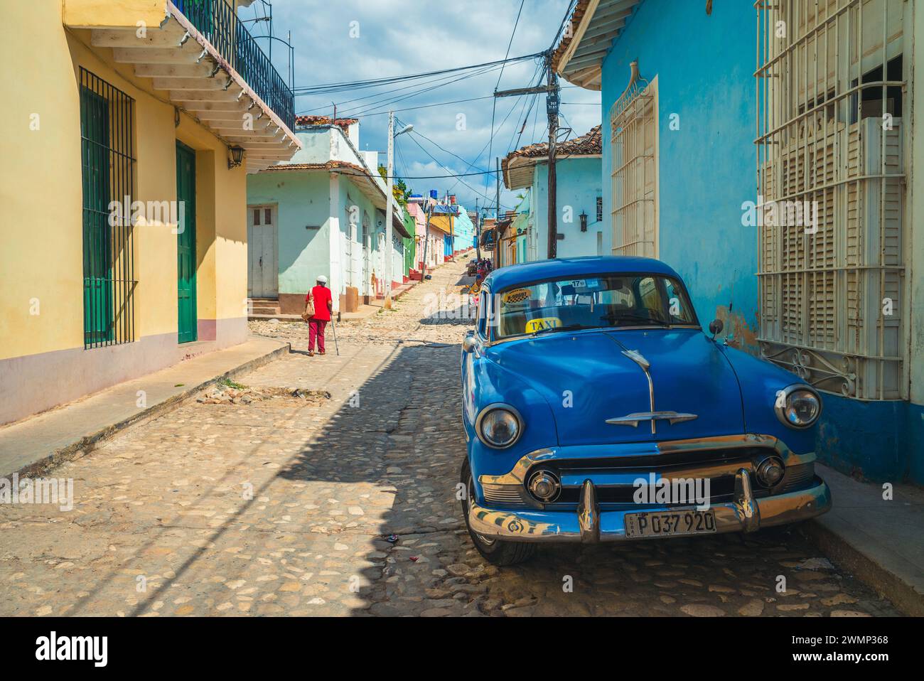 31. Oktober 2019: Straßenszene von Trinidad, einer Stadt in der Provinz Sancti Spíritus, Zentralkuba. Seit 19 gehört es zum UNESCO-Weltkulturerbe Stockfoto