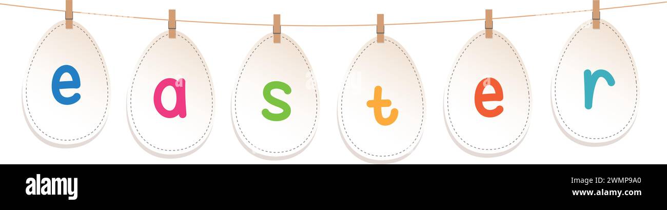 ostereier hängen an einer Band-Vektor-Illustration Stock Vektor