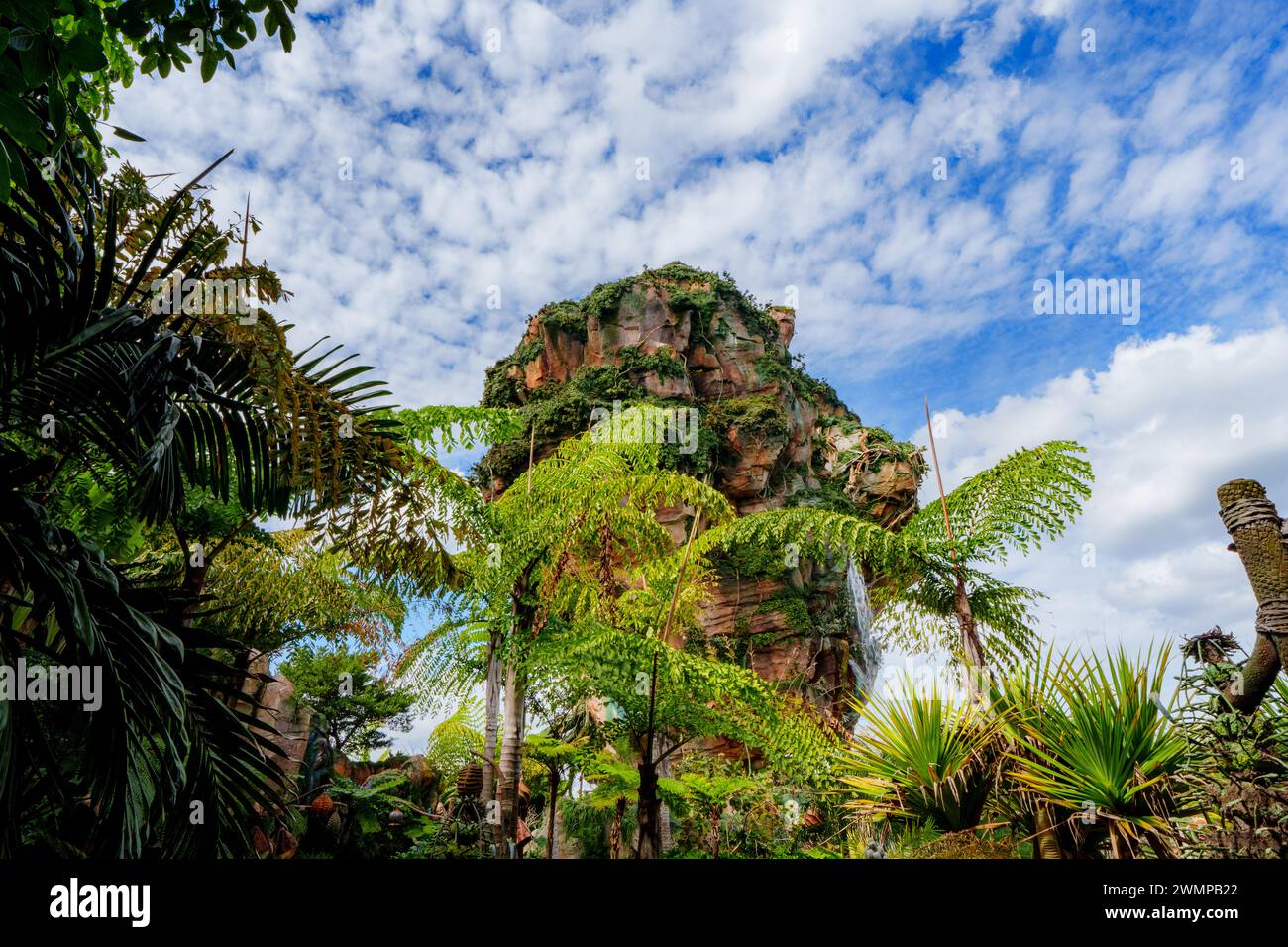 Blick auf die schwimmenden Berge in Pandora, The World of Avatar im Disney's Animal Kingdom in Orlando, Florida. Stockfoto