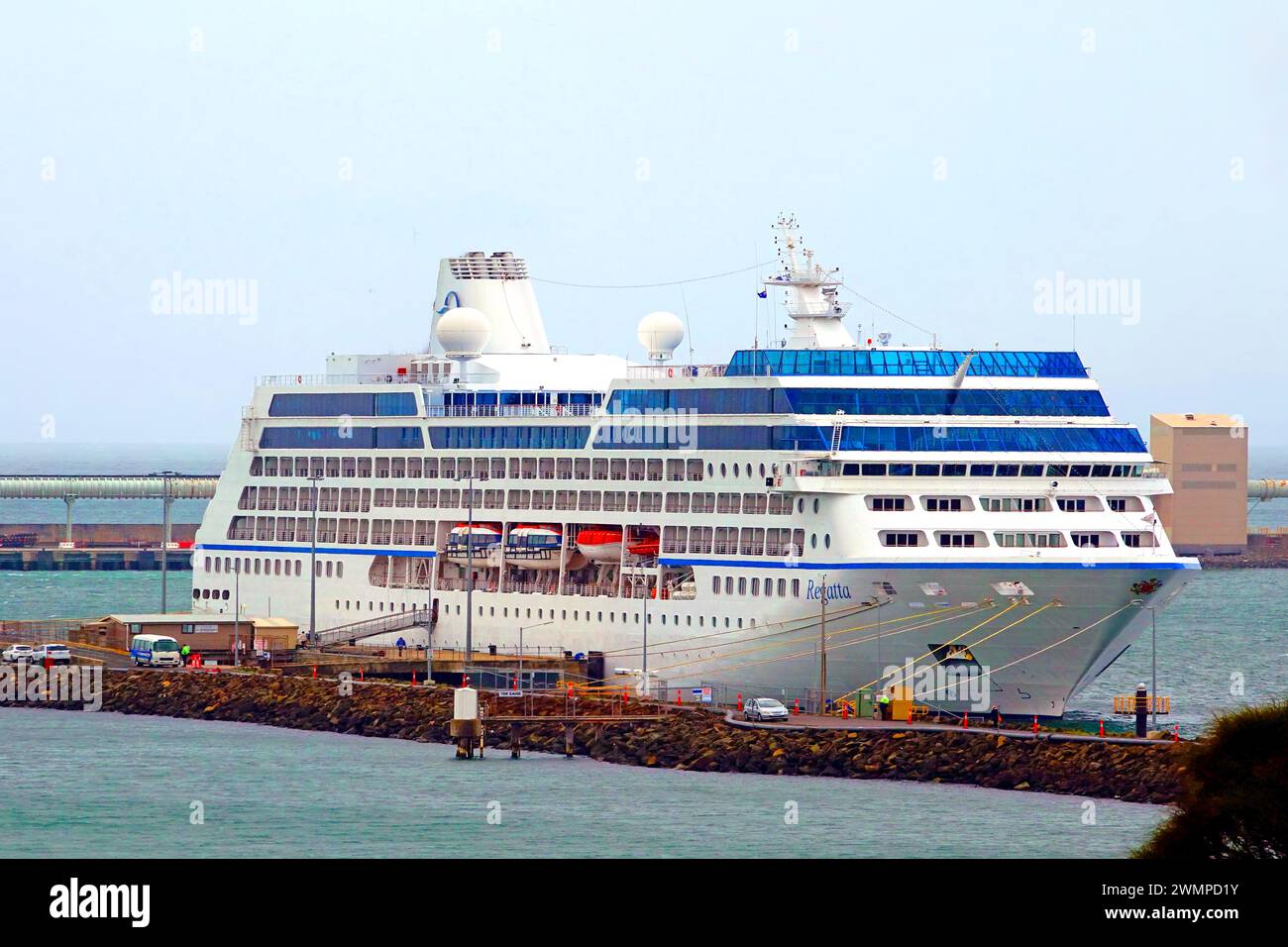 Oceania Regatta Kreuzfahrtschiff Hafen Portland Australien Victoria Indischer Ozean Stockfoto