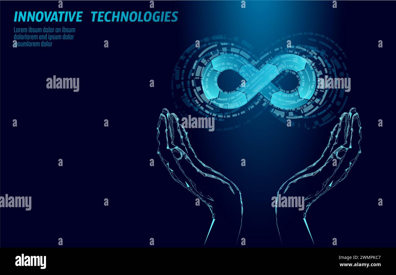 DevOps Software-Entwicklung Operationen unendlich Symbol. Programmierer Verwaltung System Lebenszyklus Qualität. Codierung Gebäude Test Release Monitoring Stock Vektor