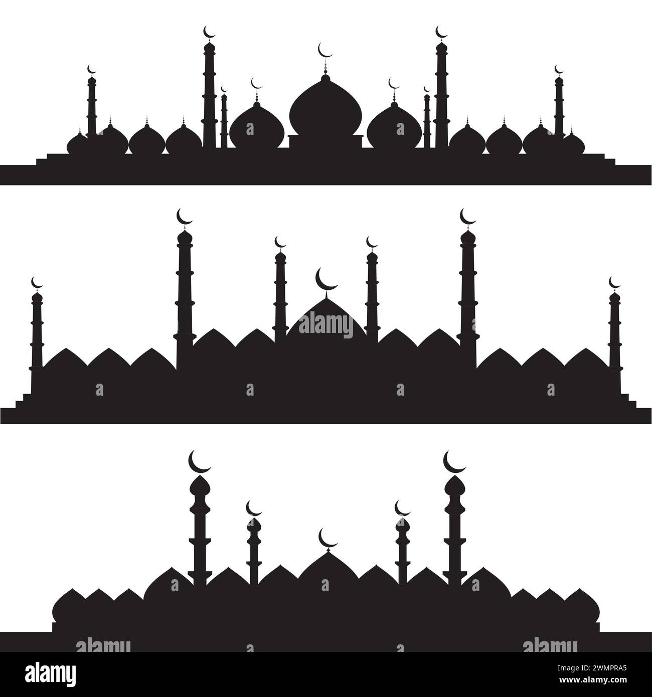 moschee-Silhouette, Satz von Moschee-Vektor Stock Vektor