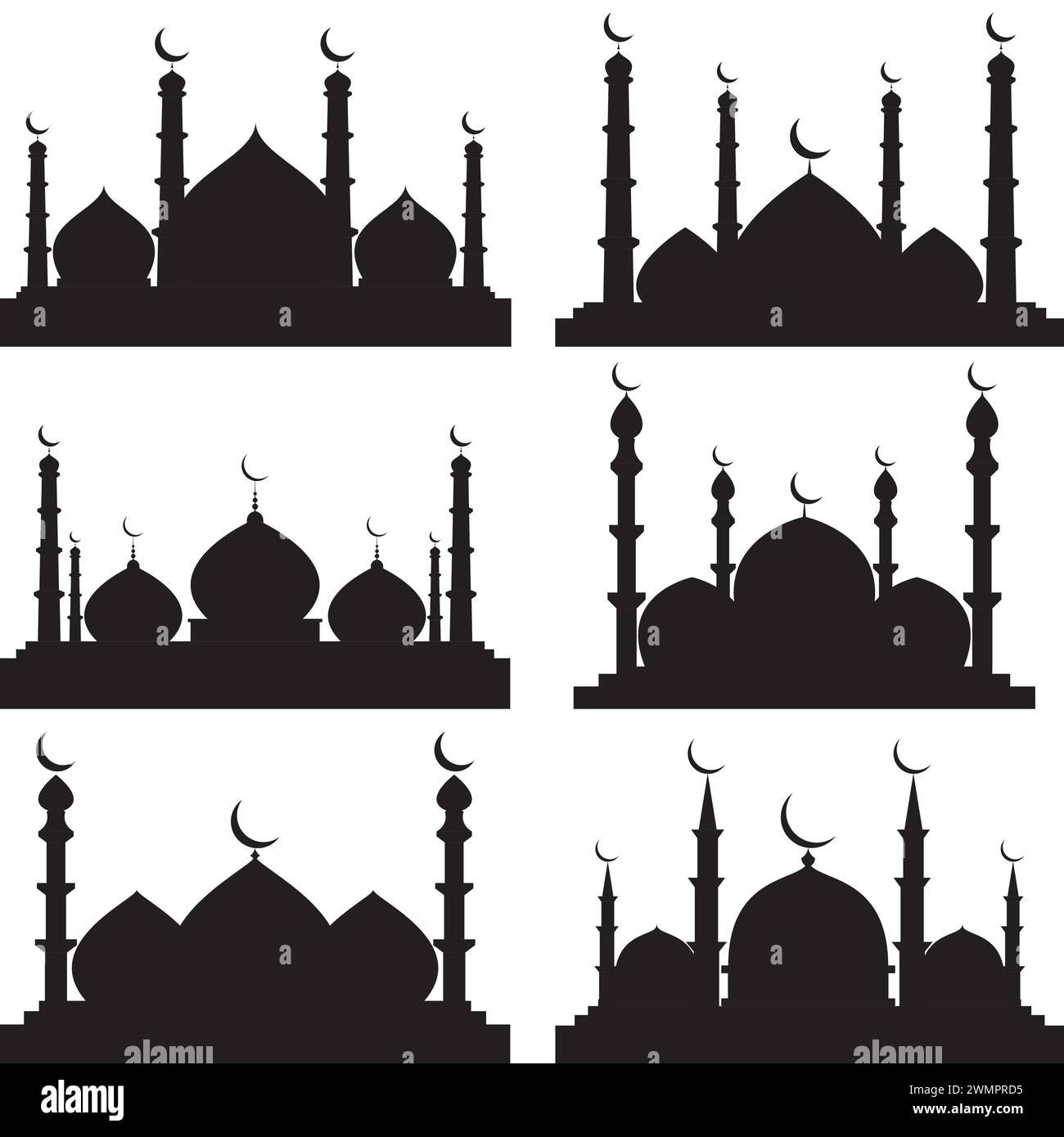 moschee-Silhouette, Satz von Moschee-Vektor Stock Vektor