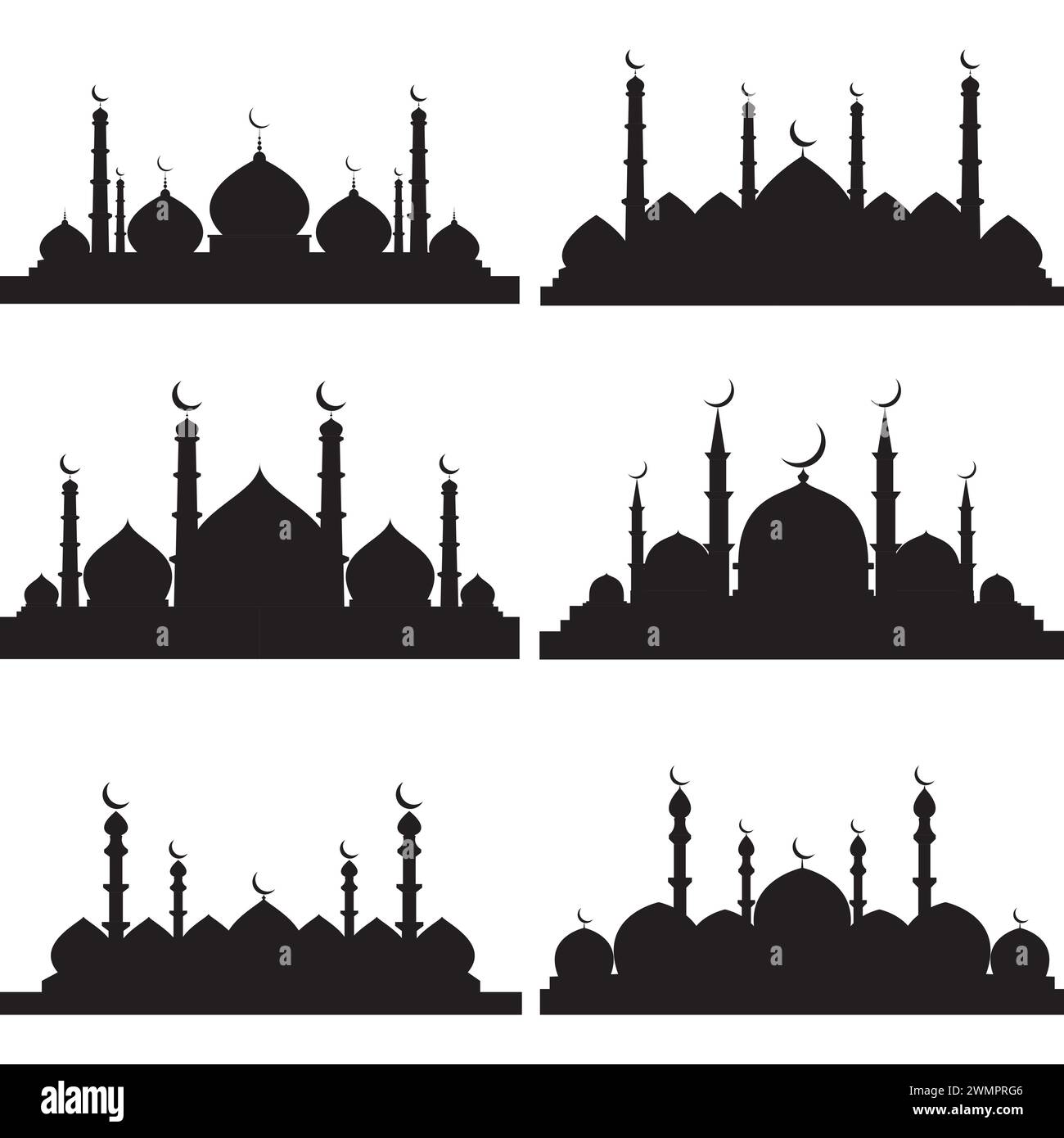 moschee-Silhouette, Satz von Moschee-Vektor Stock Vektor
