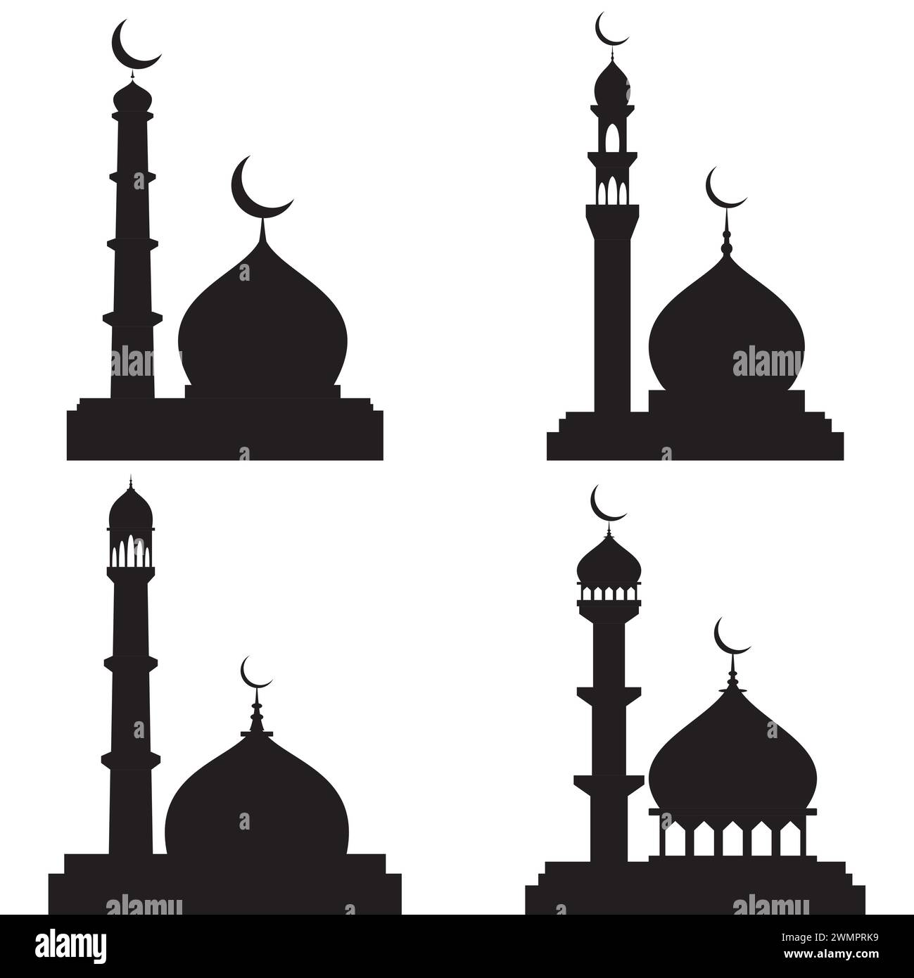 moschee-Silhouette, Satz von Moschee-Vektor Stock Vektor