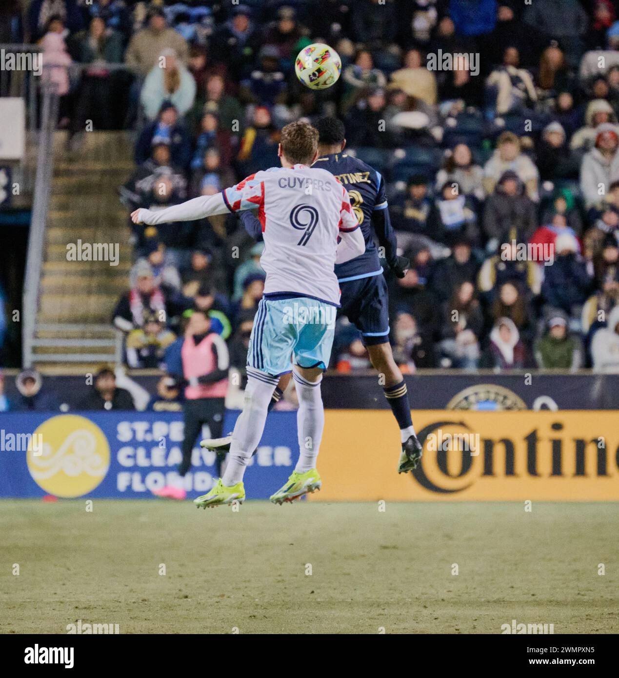 CHESTER, PA, USA - 24. FEBRUAR 2024 - MLS-Spiel zwischen Philadelphia Union und Chicago Fire FC (Foto: Paul J. Froggatt/FamousPixs/Alamy Stock Photo) Stockfoto