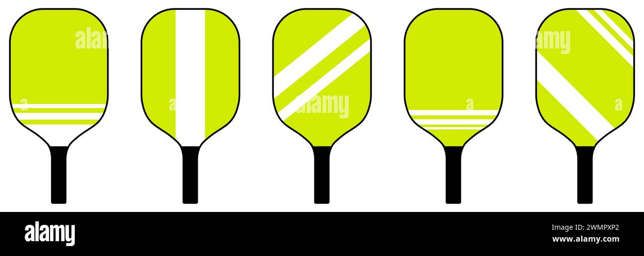 Set von Pickleball-Schlägern. Sportkonzept. Vektorillustration isoliert auf weißem Hintergrund Stock Vektor