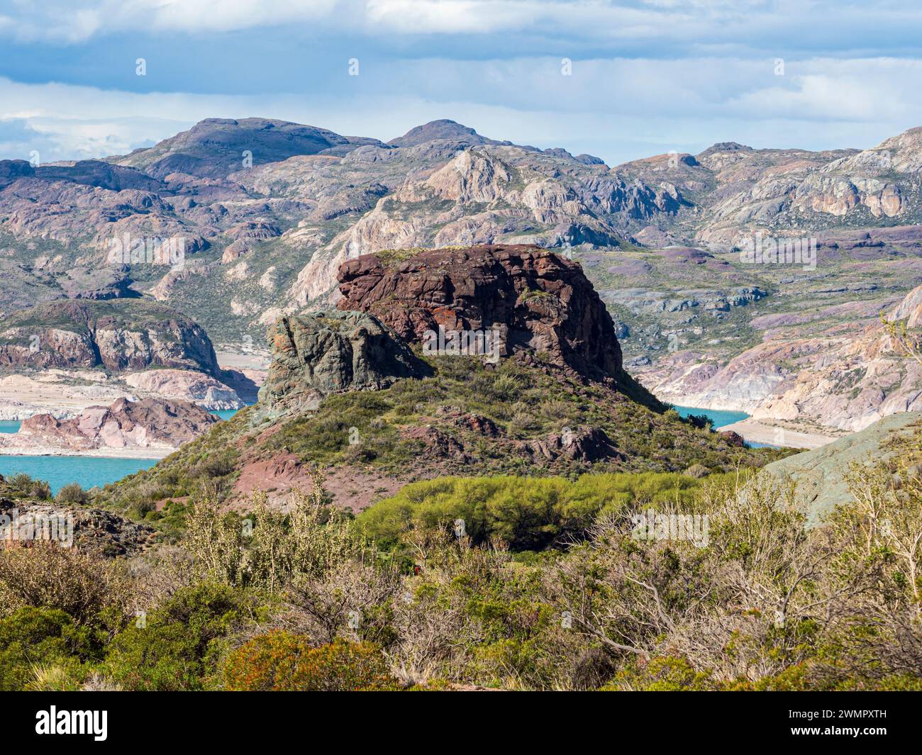 Vulkanische Gesteinsformation in Laguna Verde westlich von Chile Chico, Patagonien, Chile Stockfoto