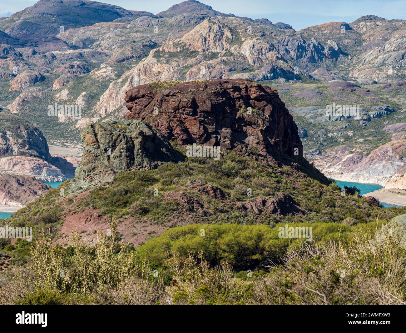 Vulkanische Gesteinsformation in Laguna Verde westlich von Chile Chico, Patagonien, Chile Stockfoto