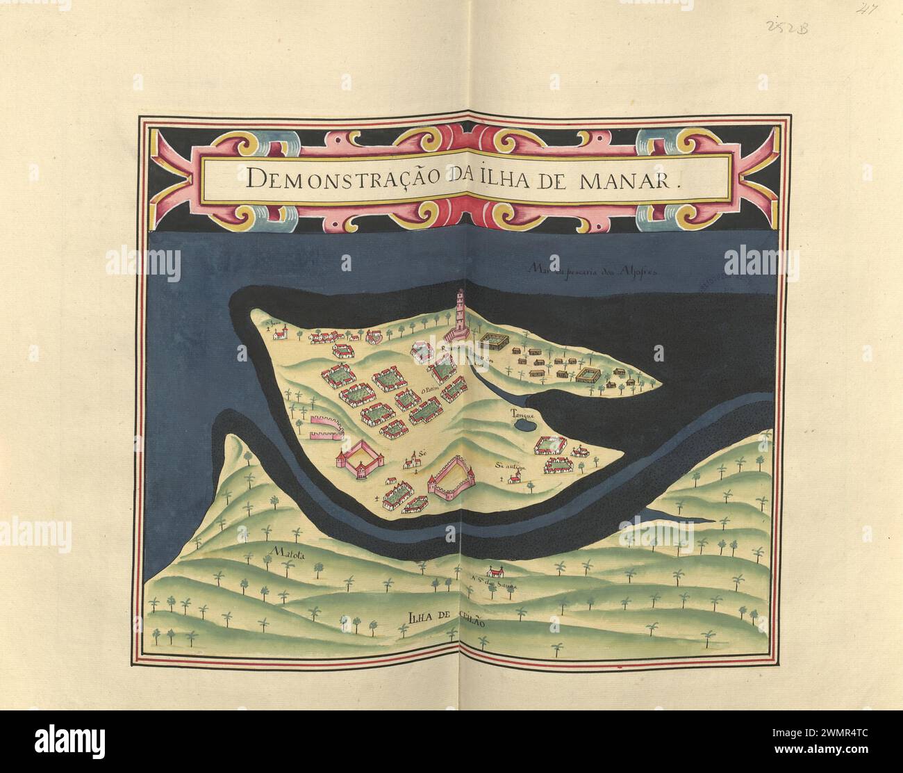 Beschreibung der Insel Manar 1615 Stockfoto