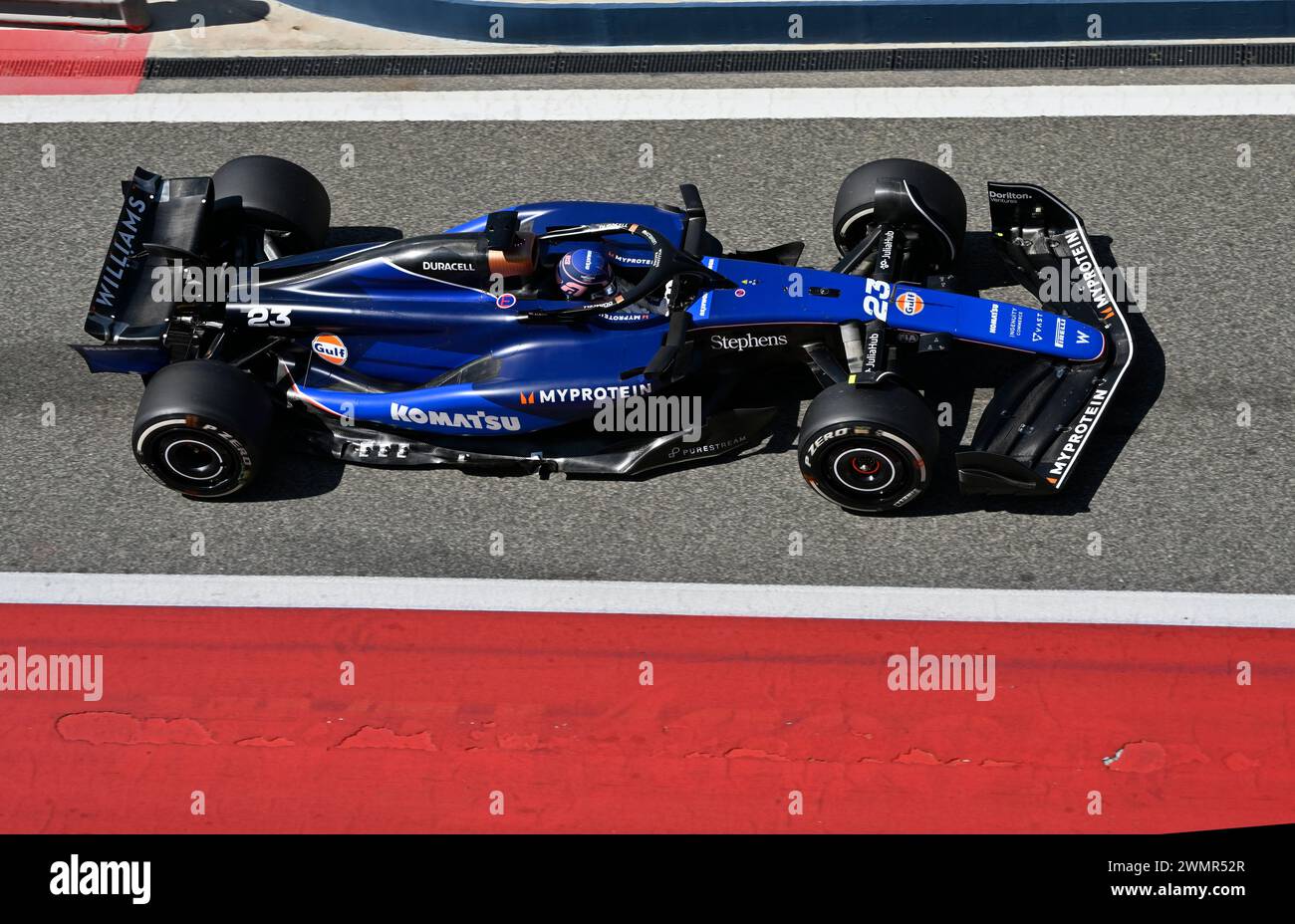Sakhir, Bahrain. Februar 2024. BAHRAIN, Sakhir, 21. Februar: #23, Alexander Albon, THAI, Team Williams F1 am ersten Tag der F1-Tests auf dem Bahrain International Circuit am 21. Februar 2024 in Bahrain, Formel-1-Vorsaison-Tests, Bild & Copyright Jerry ANDRE/ATP Images (ANDRE Jerry/ATP/SPP) Credit: SPP Sport Press Photo. /Alamy Live News Stockfoto