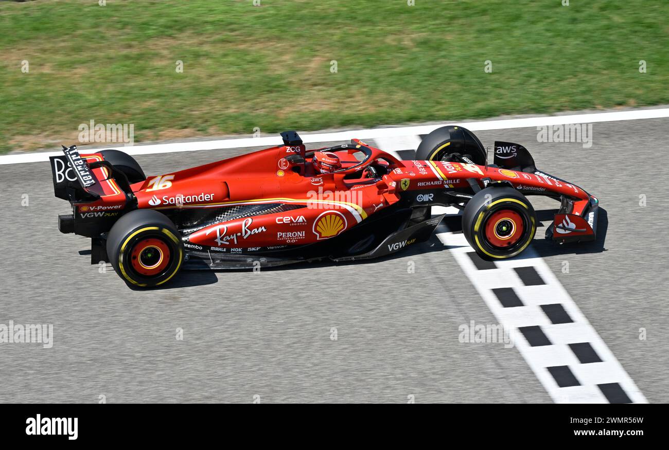 Sakhir, Bahrain. Februar 2024. BAHRAIN, Sakhir, 21. Februar: Nr. 16, Charles LECLERC, MCO, Team Scuderia Ferrari, SF24 am ersten Tag der F1-Tests auf dem Bahrain International Circuit am 21. Februar 2024 in Bahrain, Formel-1-Vorsaison-Tests, Bild & Copyright Jerry ANDRE/ATP Images (ANDRE Jerry/ATP/SPP) Credit: SPP Sport Press Photo. /Alamy Live News Stockfoto