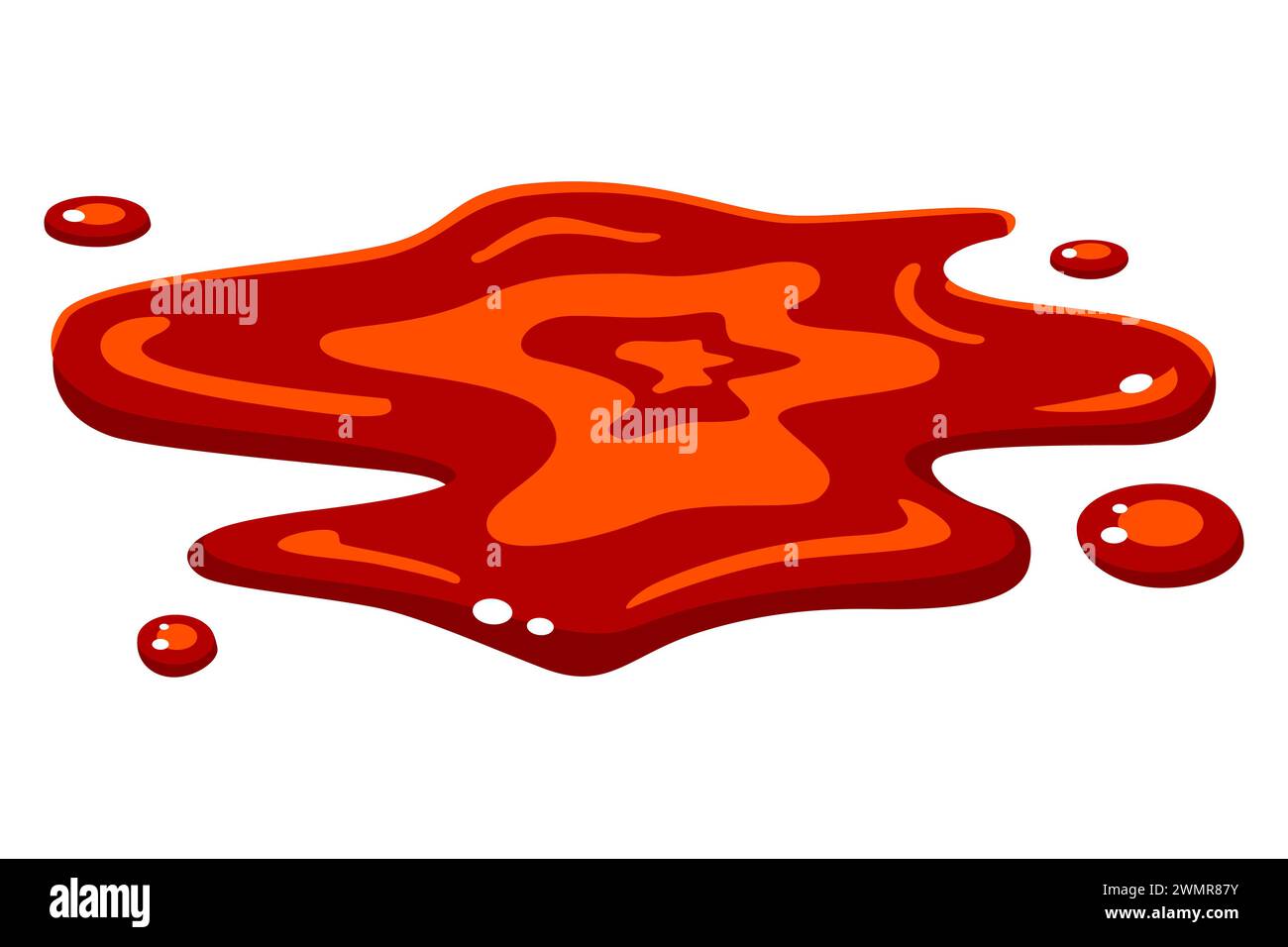 Roter Blutfleck auf weißem Hintergrund. Illustration des flachen Vektors. Stock Vektor