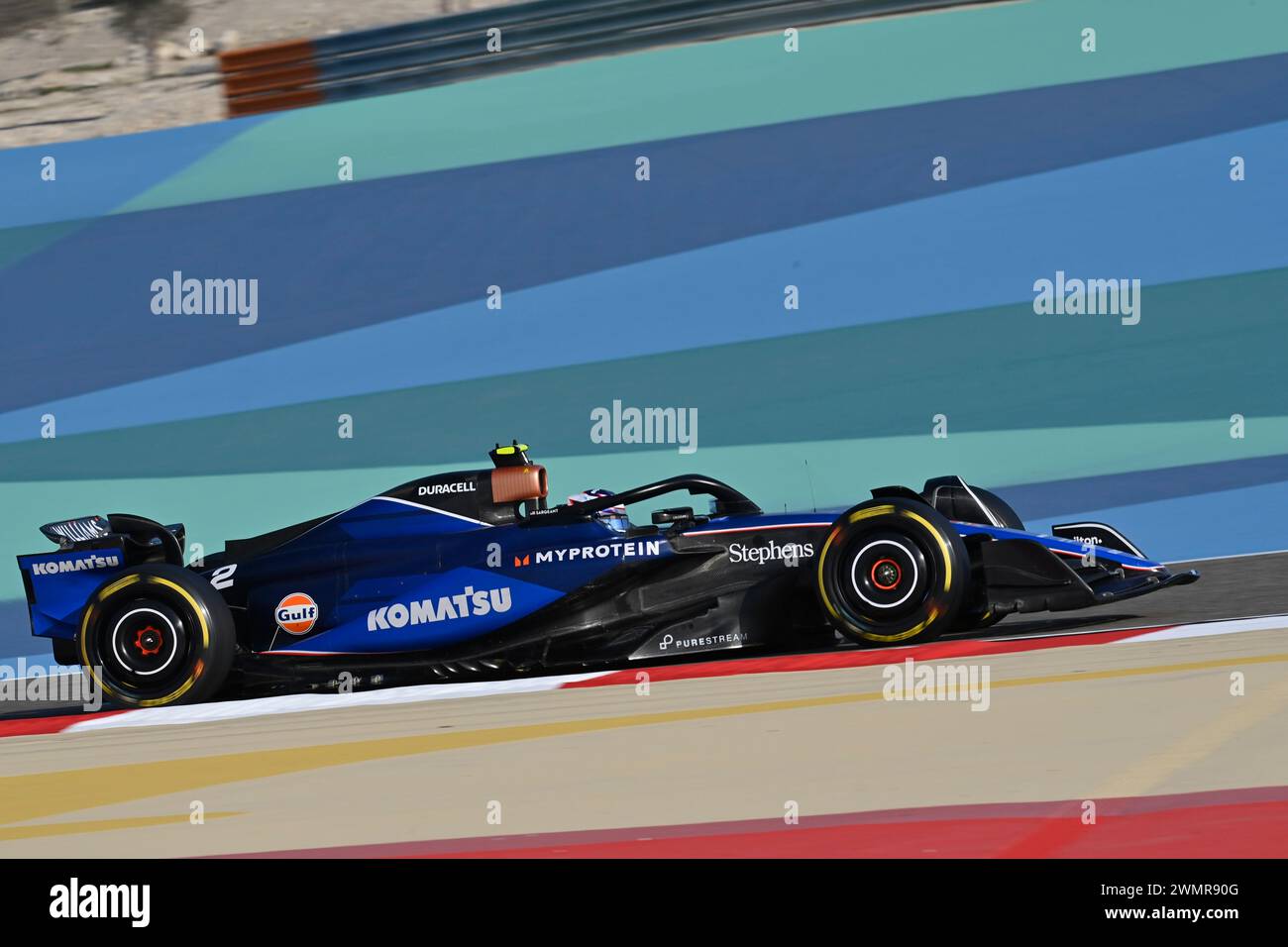Sakhir, Bahrain. Februar 2024. BAHRAIN, Sakhir, 22. Februar: #2, Logan Sargeant, USA, Williams Racing, Team Williams F1 am zweiten Tag der F1-Tests auf dem Bahrain International Circuit am 22. Februar 2024 in Bahrain, Formel 1-Vorsaison-Tests, Bild & Copyright Jerry ANDRE/ATP Images (ANDRE Jerry/ATP/SPP) Credit: SPP Sport Press Photo. /Alamy Live News Stockfoto