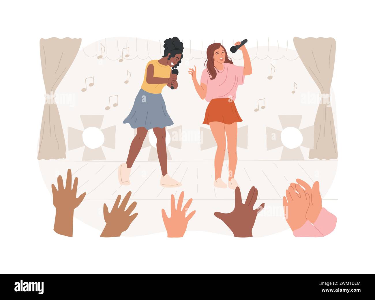 Populäre Musik isolierte Konzept Vektor Illustration. Beliebte Sängertour, Popmusik-Industrie, Top-Chart-Künstler, Musikband-Produktionsservice, Aufnahmestudio, Buch für Event-Vektor-Konzept. Stock Vektor