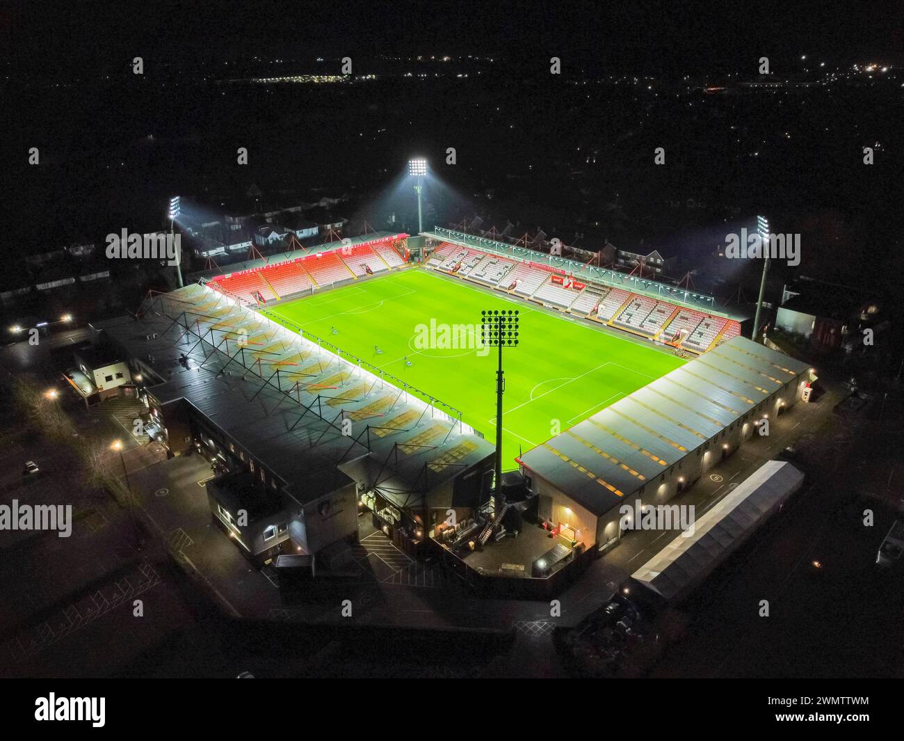 Bournemouth, Dorset, Großbritannien. Februar 2024. Aus der Vogelperspektive des Vitality Stadions nach dem FA Cup Spiel zwischen dem AFC Bournemouth und Leicester City. Bildnachweis: Graham Hunt/Alamy Live News Stockfoto