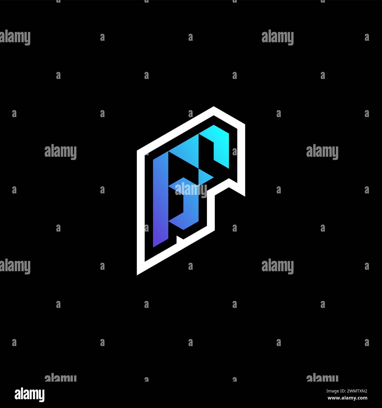 GF anfängliche Gradient Blue-Gaming-Konzeptideen für E-Sport-Team, Twitch und Streamer Stock Vektor