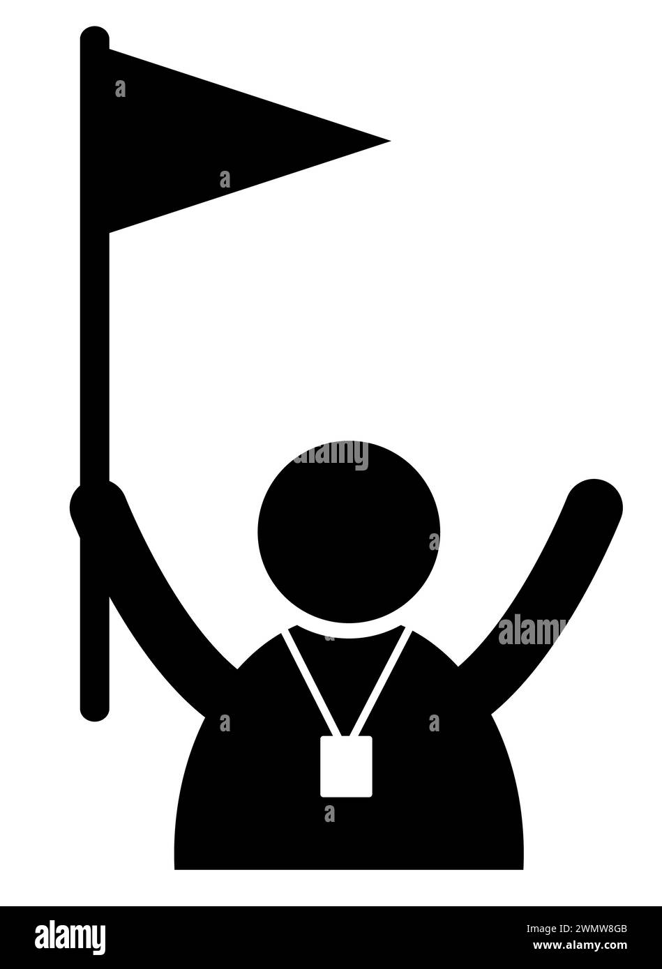 Symbol für Reiseleiter. Schild mit Reiseleiter. Tourismussymbol. Traveling Logo. Flacher STYLE. Stockfoto