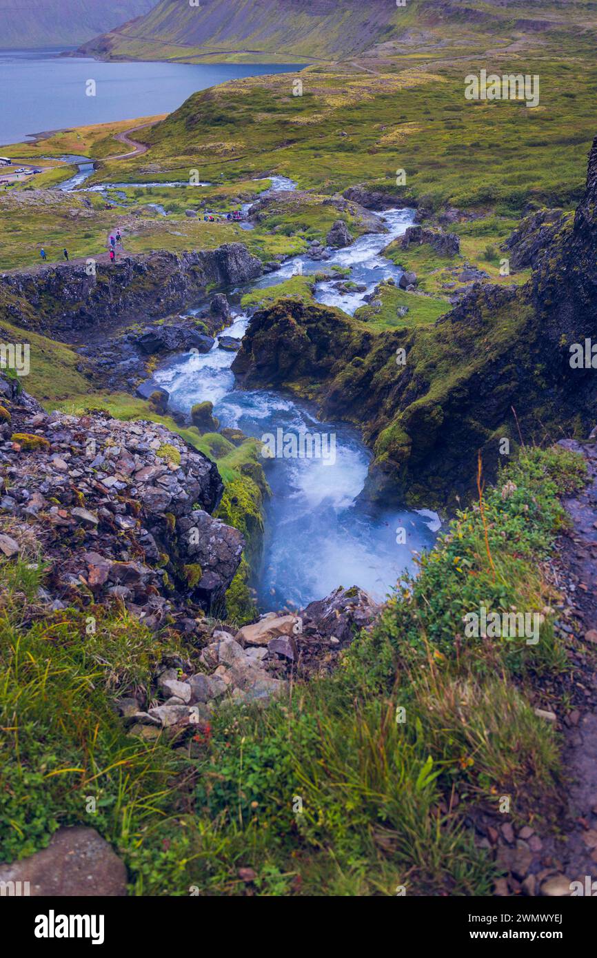 Gongumannafoss Falls, Dynjandi, Nordwest Island Stockfoto