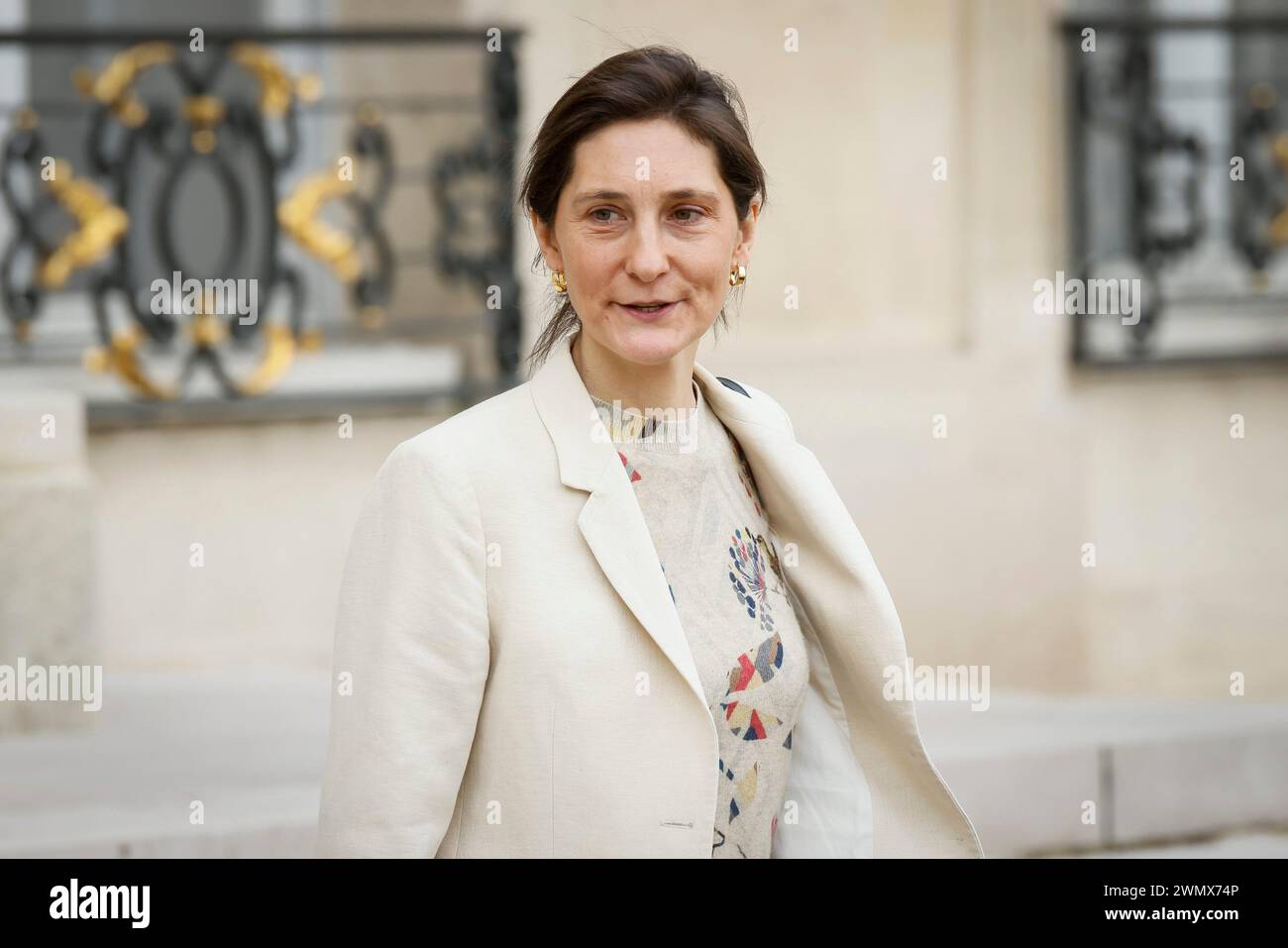 © Thomas Padilla/MAXPPP - 28/02/2024 ; Paris, Frankreich ; SORTIE DU CONSEIL DES MINISTRES AU PALAIS DE L' ELYSEE. AMELIE OUDEA CASTERA, MINISTRE DES SPORTS ET DES JEUX OLYMPIQUES ET PARALYMPIQUES. Verlassen Sie die wöchentliche Kabinettssitzung im Elysee-Präsidentenpalast in Paris am 28. Februar 2024. - Frankreich, Paris 28. Februar 2024 Ministerrat Kredit: MAXPPP/Alamy Live News Stockfoto