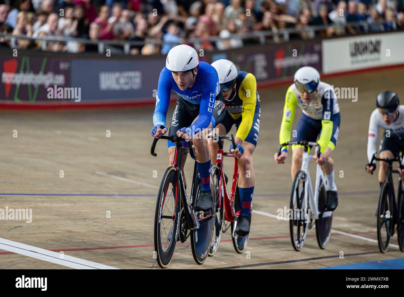 MANCHESTER, GROSSBRITANNIEN. Februar 24. PERRETT William of Spirit TBW im Men's Scratch Race Finale und der Zeremonie der letzten Tage 2024 Briti Stockfoto