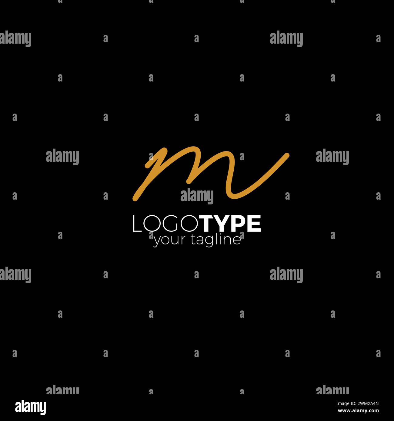 M handgezeichnetes Anfangslogo einfach. Logo mit Buchstabe M Stock Vektor