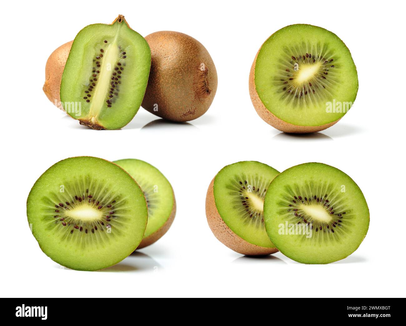 kiwifrucht (actinidia arguta) auf weißem Hintergrund Stockfoto