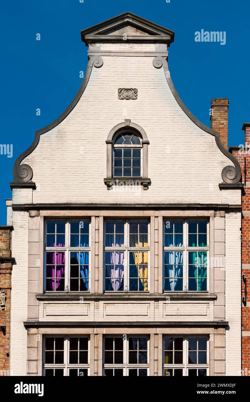 Traditionelle flämische Architektur, Haus, Fassade, Handwerk, Architekturstil, Gebäude, Flämisch, europäisch, traditionell, Flandern, Hausfassade Stockfoto
