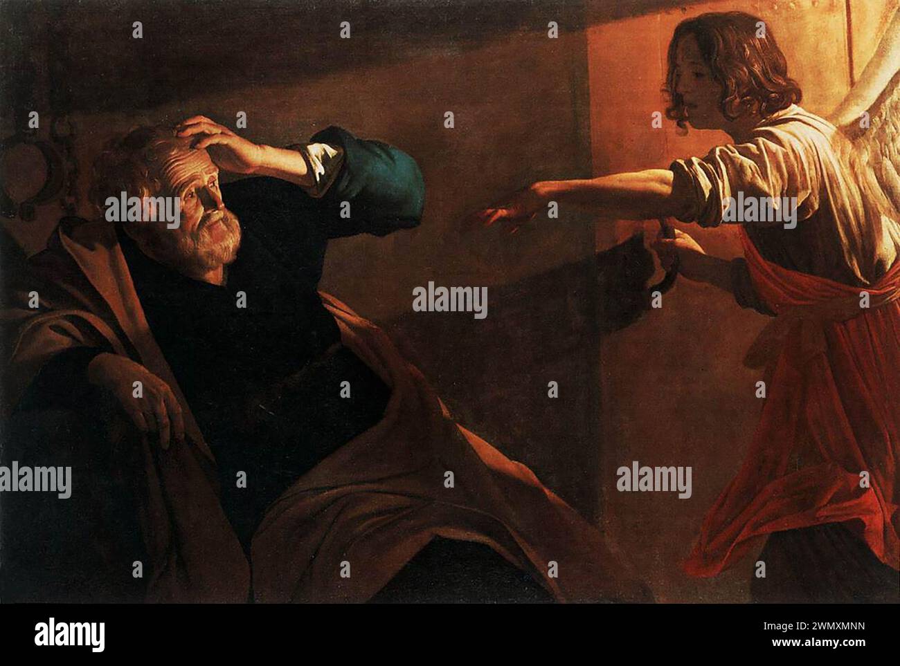 Gerrit van Honthorst (1590-1656) - die Befreiung Peters aus dem Gefängnis Stockfoto