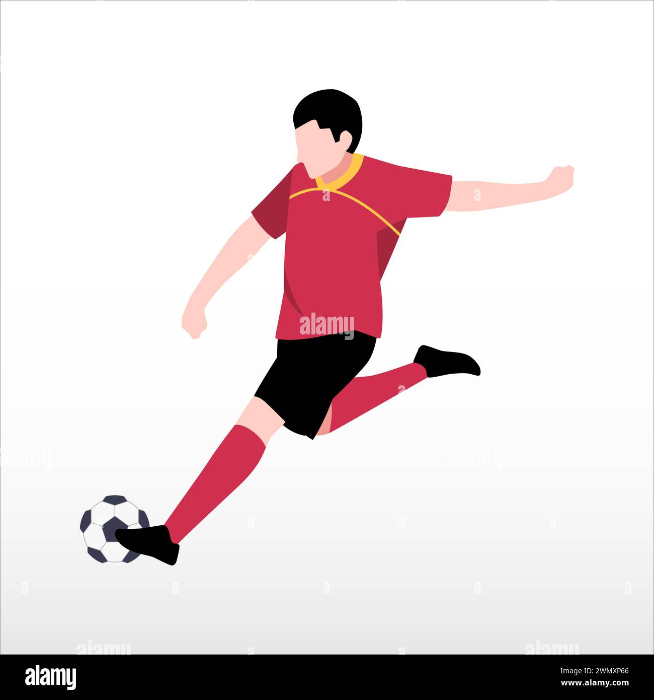 Kunstillustration Design Konzept des Fußballspielers Kick the Ball Stock Vektor