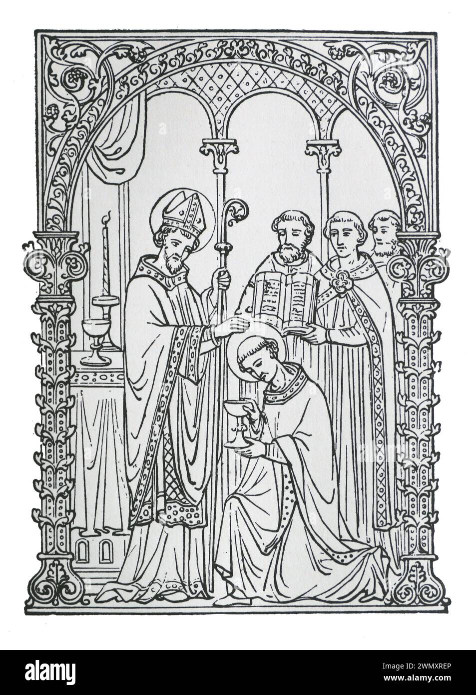 St. Germanus, Bischof von Auxerre aus einer Zeichnung von August Welby Pugin: Stich aus dem Leben der Heiligen von Reverend Sabin Baring-Gould, veröffentlicht 1898 Stockfoto