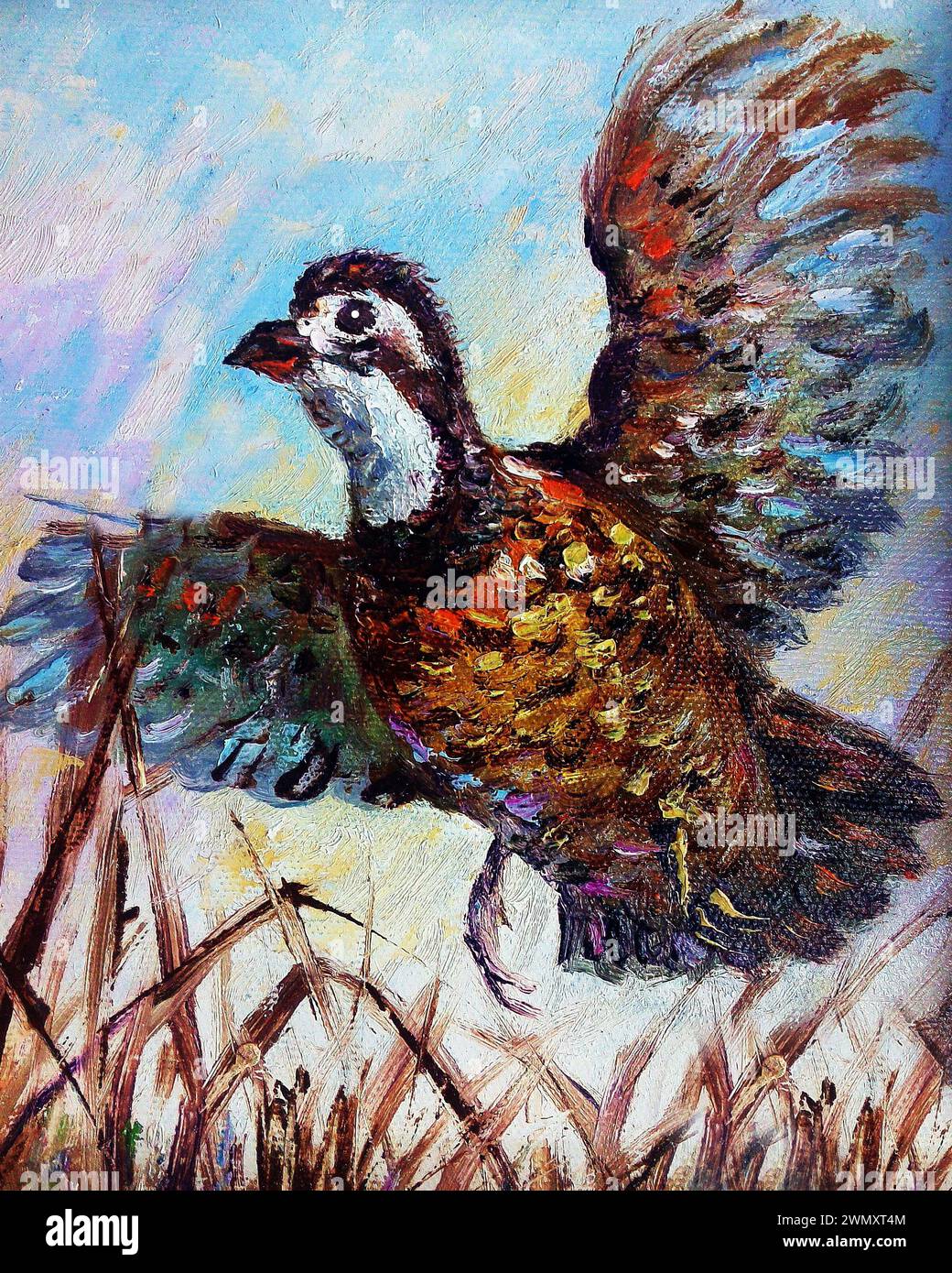 Kunstmalerei Ölfarbe Vogeltier Stockfoto