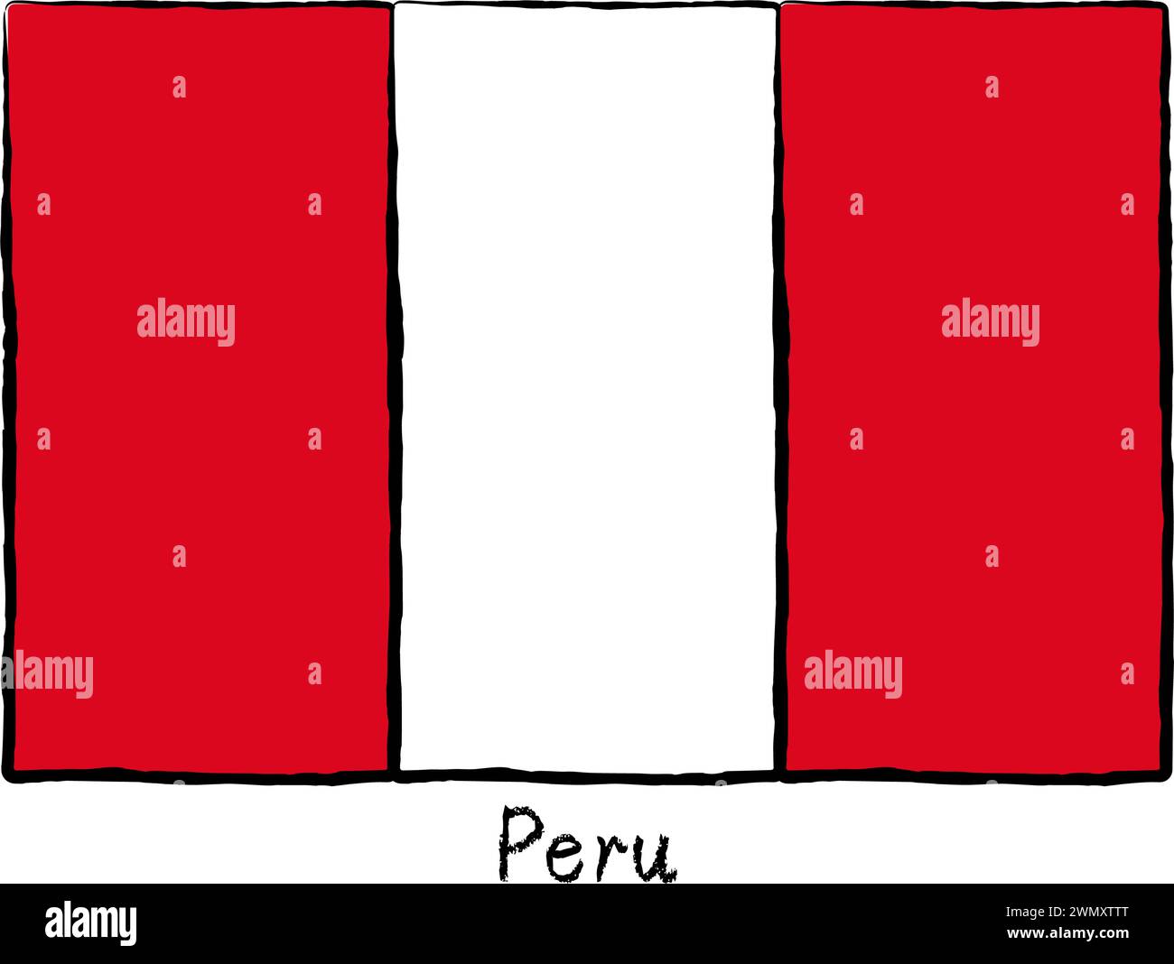 Analoge handgezeichnete Weltflagge, Peru, Vektor-Illustration Stock Vektor