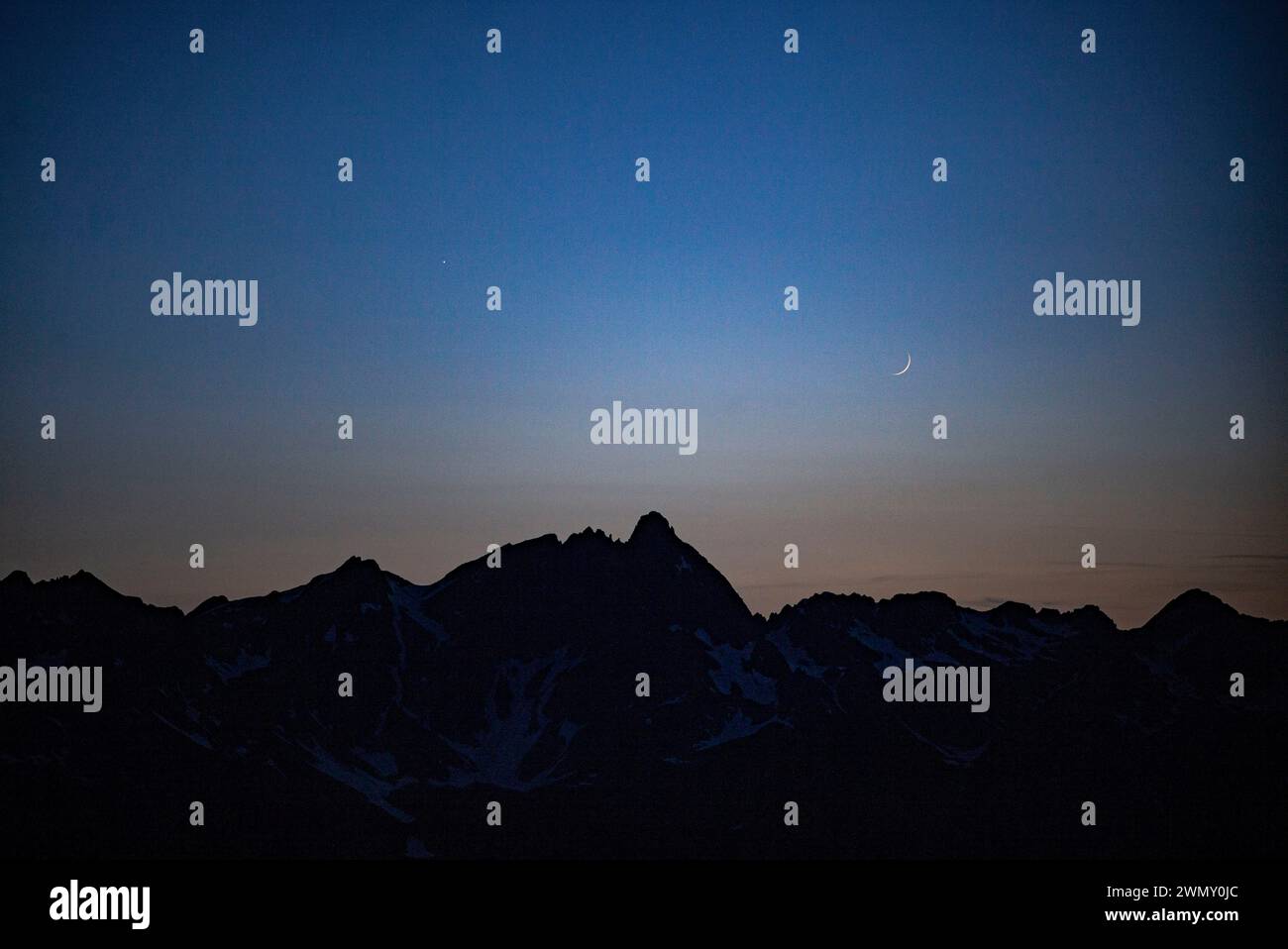 Frankreich, Isere, Oz en Oisans, Oisans Tal, Grandes Rousses - Emparis Gebirge, Belledonne von La Fare Refuge Stockfoto