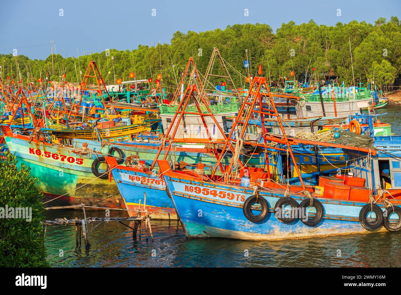 Vietnam, Mekong Delta, Provinz Kien Giang, Ha Tien, Hafen am Giang Thanh Fluss Stockfoto