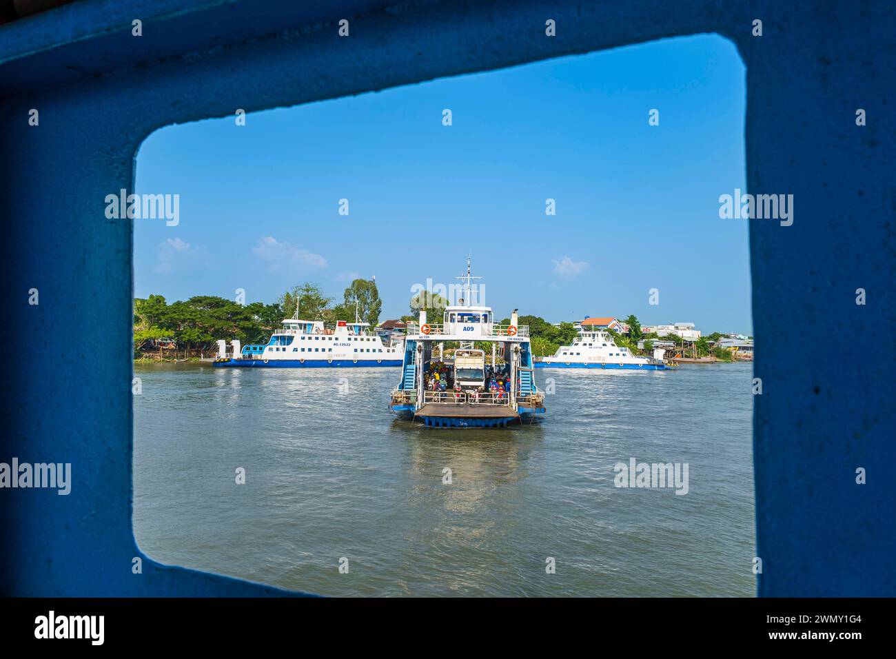 Vietnam, Mekong Delta, eine Provinz Giang, Chau Doc, Fähre auf dem Hau Stockfoto