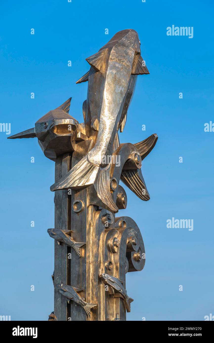 Vietnam, Mekong Delta, eine Provinz von Giang, Chau Doc, Denkmal für den Ba Sa Fisch, Wels des Mekong Delta, eines der Symbole von Chau Doc Stockfoto