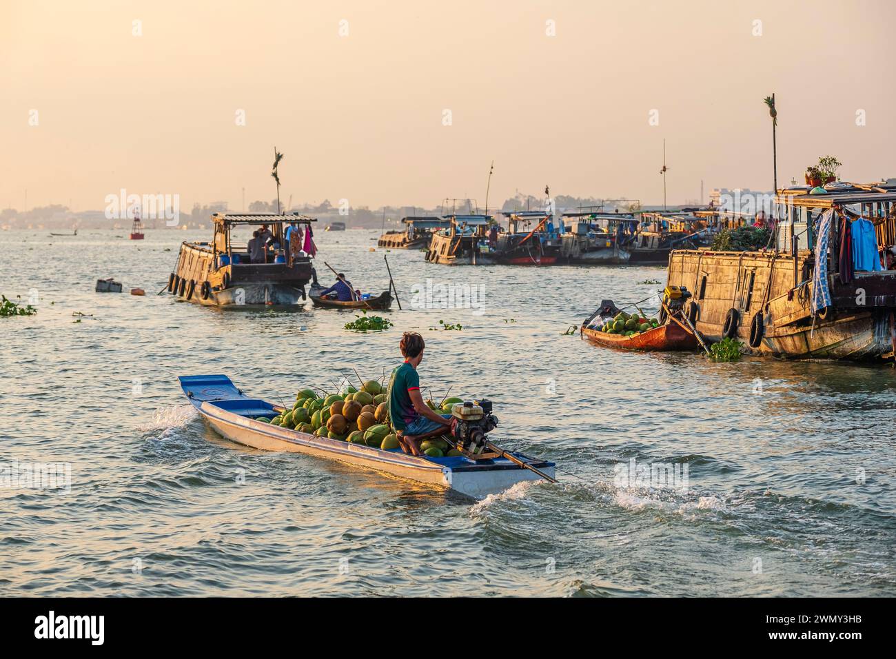 Vietnam, Mekong Delta, eine Provinz von Giang, Long Xuyen, schwimmender Markt am Hau Stockfoto